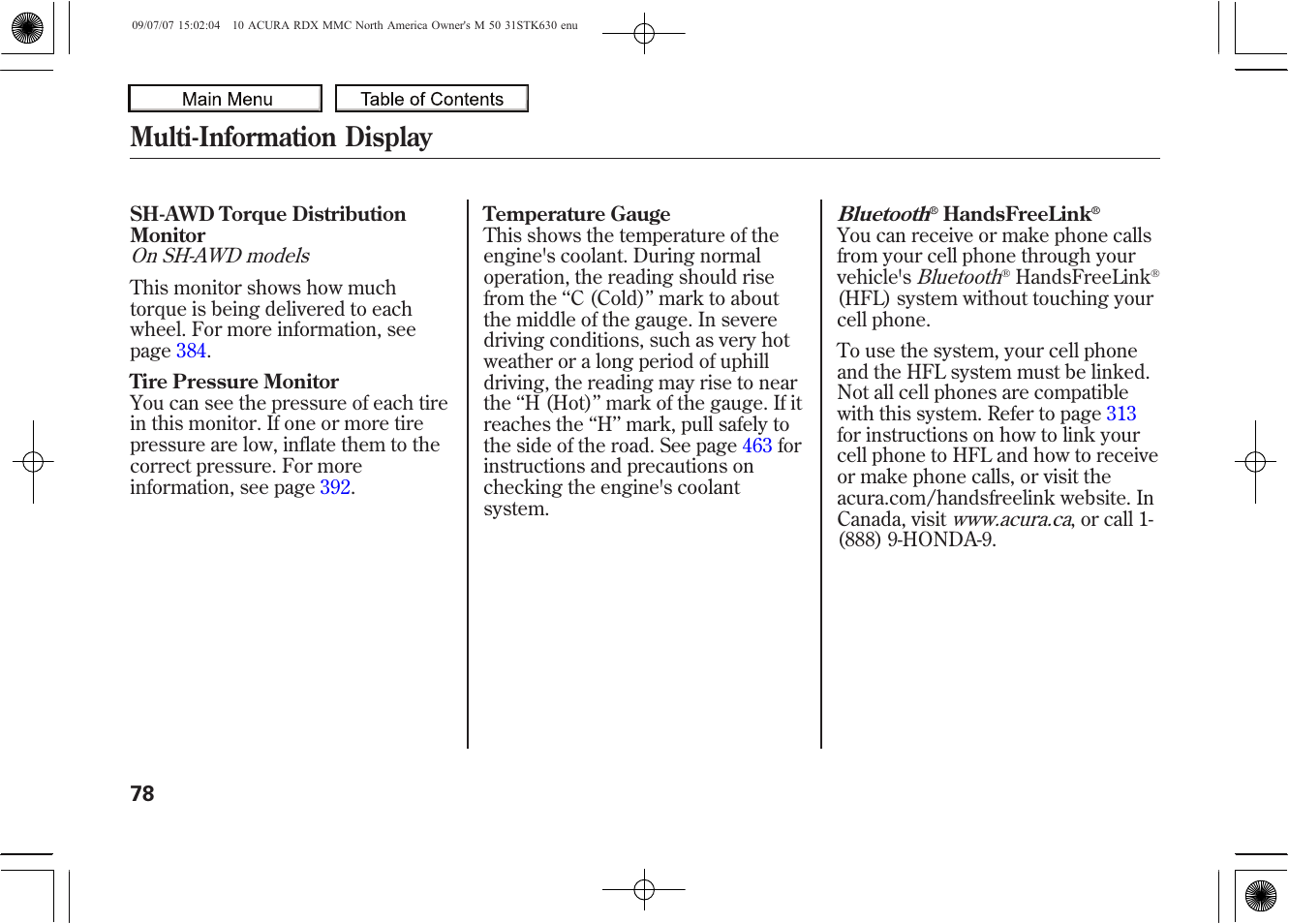 Multi-information display, 2010 rdx | Acura 2010 RDX User Manual | Page 82 / 514