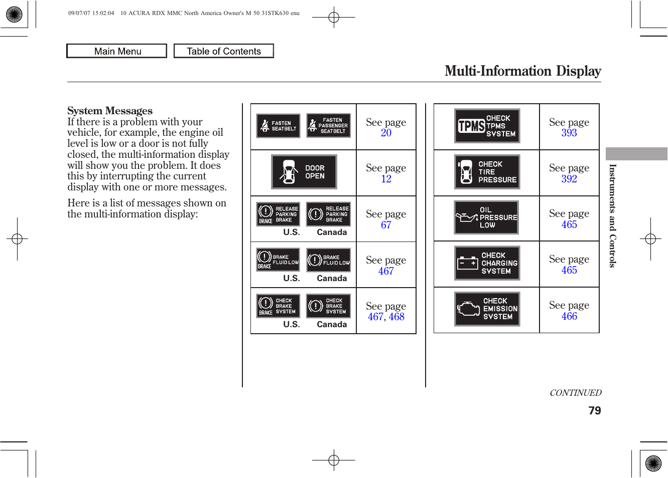 Multi-information display, 2010 rdx | Acura 2010 RDX User Manual | Page 83 / 514