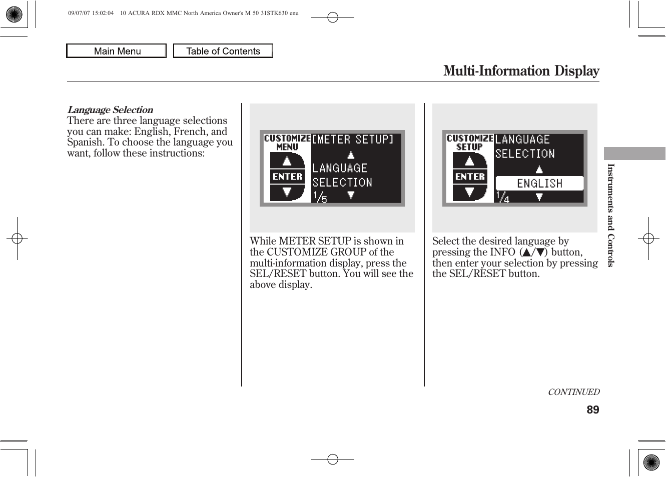 Multi-information display, 2010 rdx | Acura 2010 RDX User Manual | Page 93 / 514