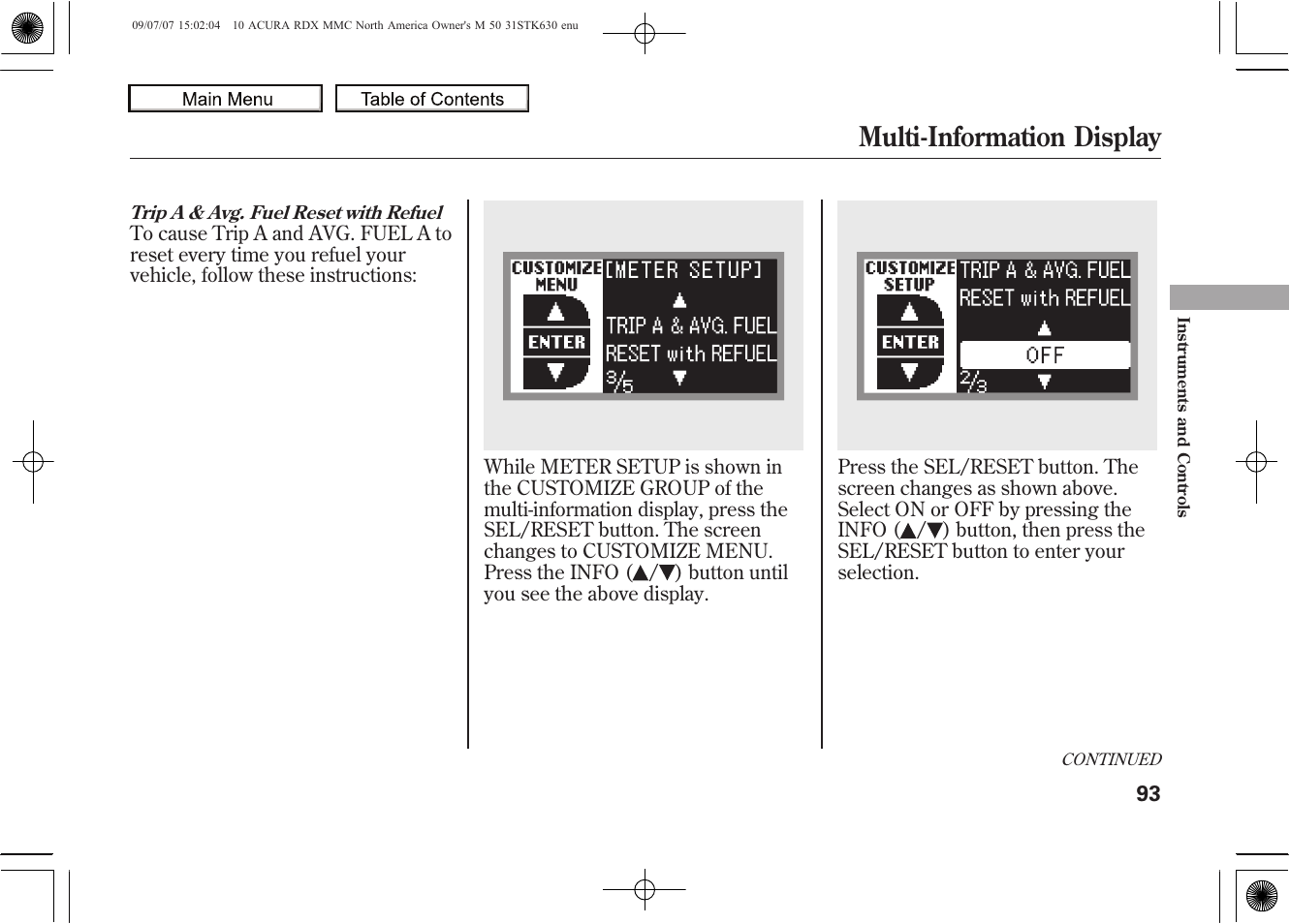 Multi-information display, 2010 rdx | Acura 2010 RDX User Manual | Page 97 / 514