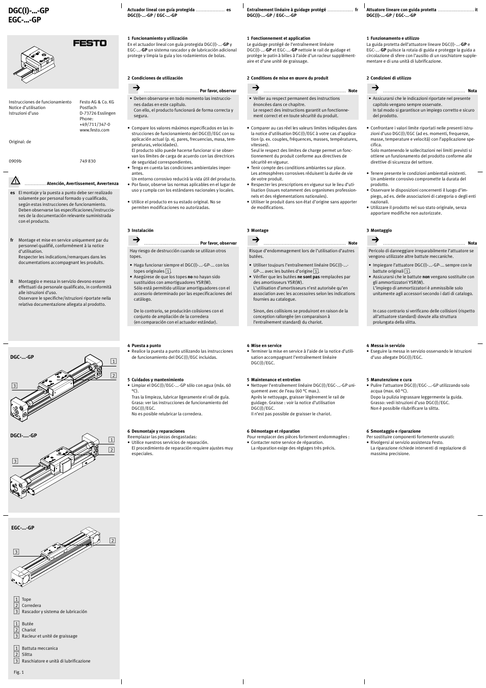 Dgc(i)-...-gp egc-...-gp | Festo Пассивная направлющая EGC-FA User Manual | Page 2 / 2