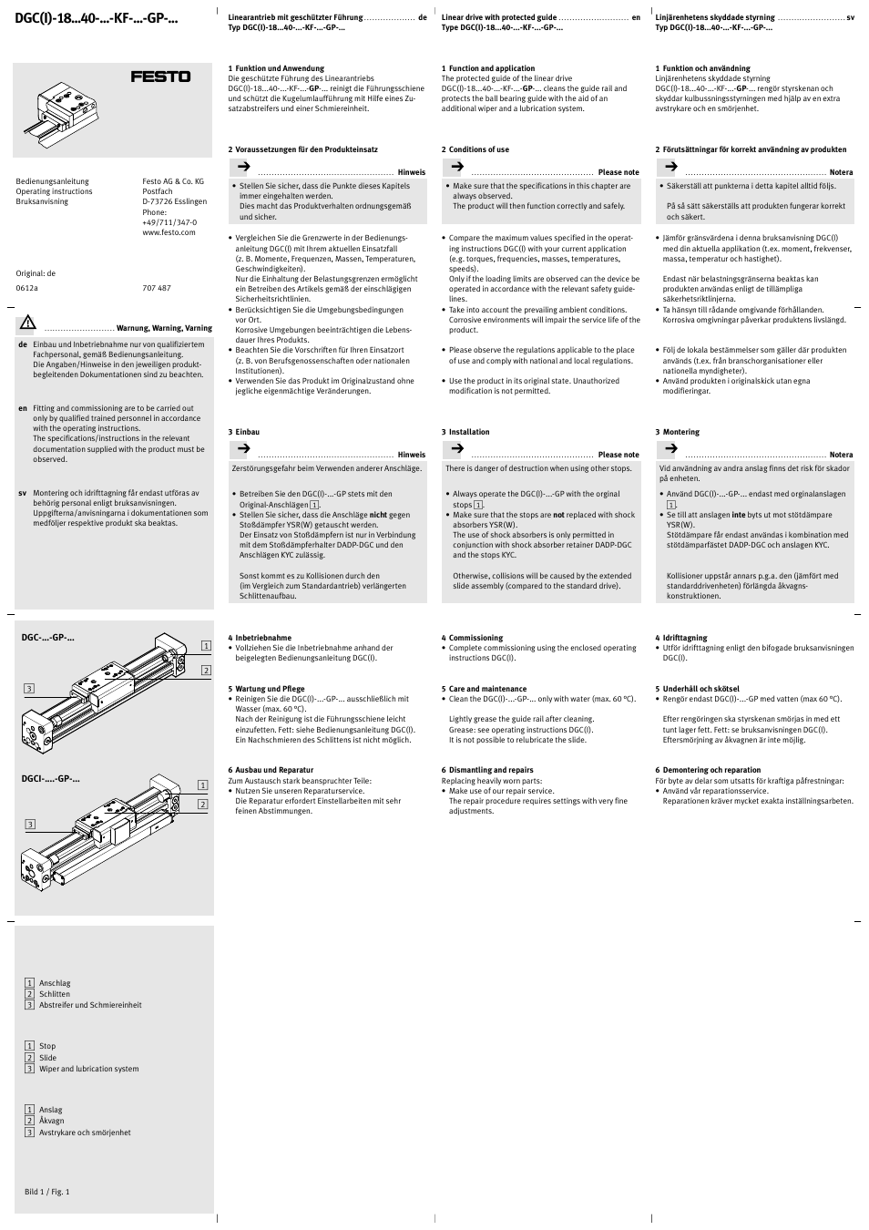 Festo Пассивная направлющая EGC-FA User Manual | 2 pages