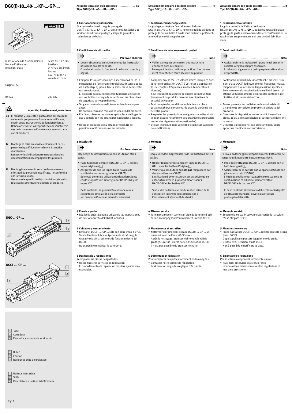 Dgc(i)-18 -...-kf-...-gp | Festo Пассивная направлющая EGC-FA User Manual | Page 2 / 2