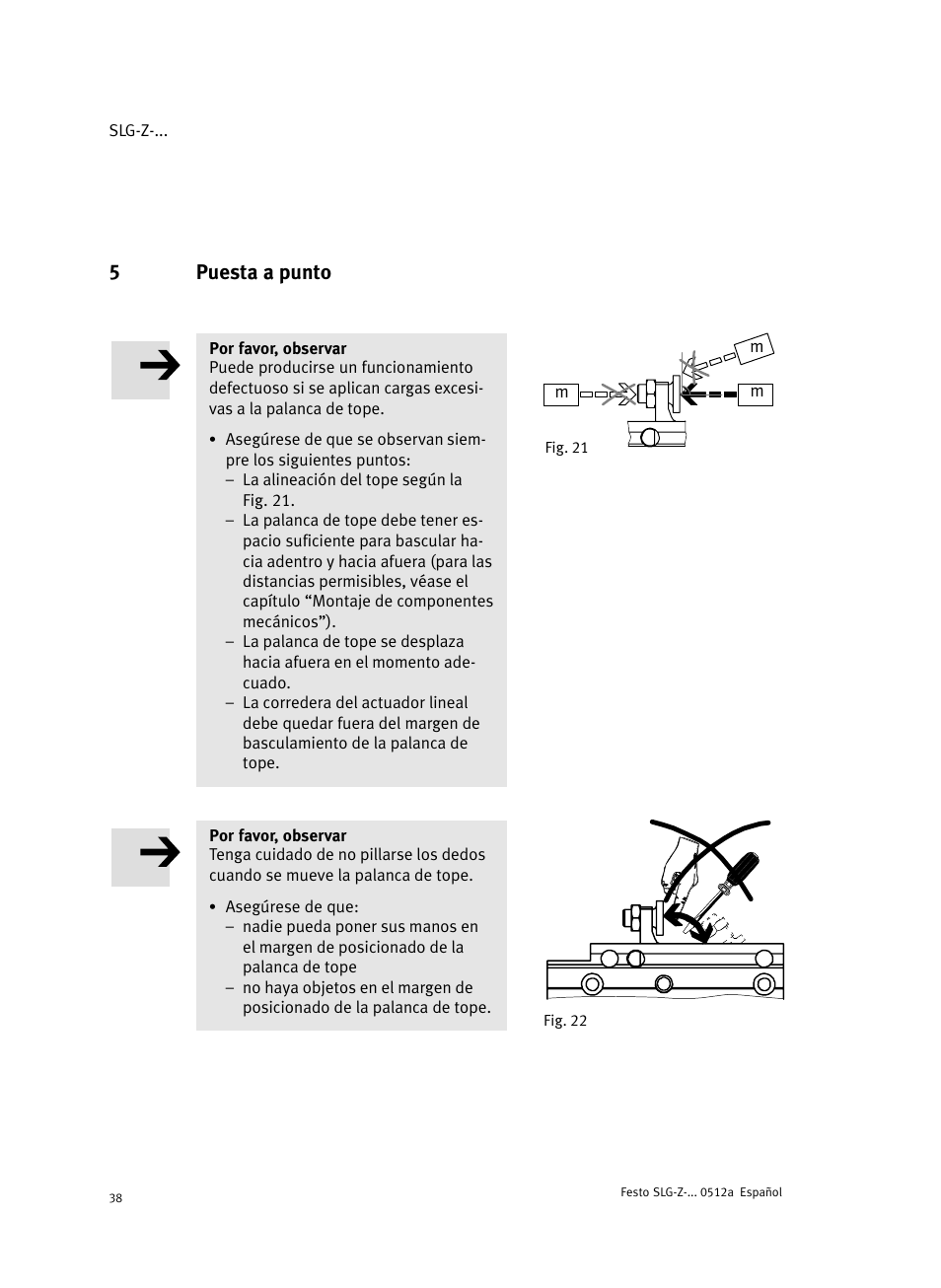 5 puesta a punto, 5puesta a punto | Festo Промежуточная позиция для линейного модуля DGC User Manual | Page 38 / 88