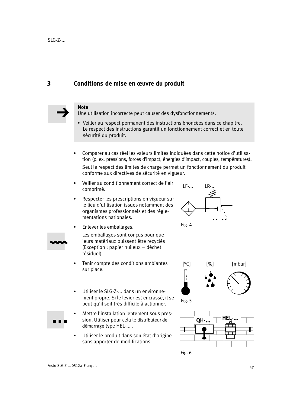 3 conditions de mise en ĺuvre du produit, 3conditions de mise en ĺuvre du produit | Festo Промежуточная позиция для линейного модуля DGC User Manual | Page 47 / 88