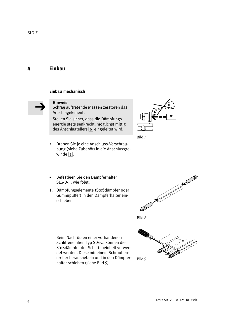 4 einbau, Einbau mechanisch, 4einbau | Festo Промежуточная позиция для линейного модуля DGC User Manual | Page 6 / 88