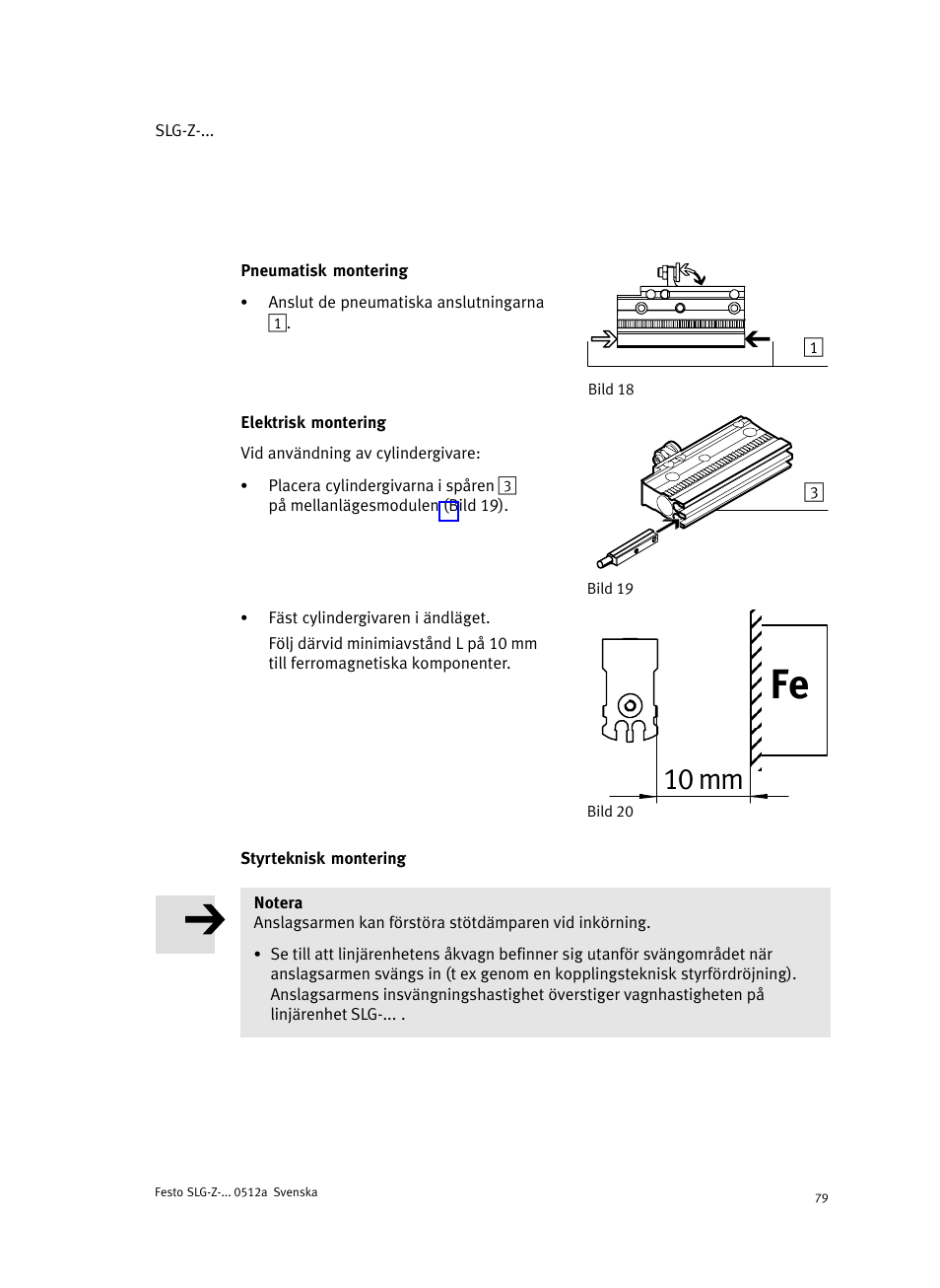 Bild 18 pneumatisk montering, Bild 19 elektrisk montering, Styrteknisk montering | 10 mm | Festo Промежуточная позиция для линейного модуля DGC User Manual | Page 79 / 88