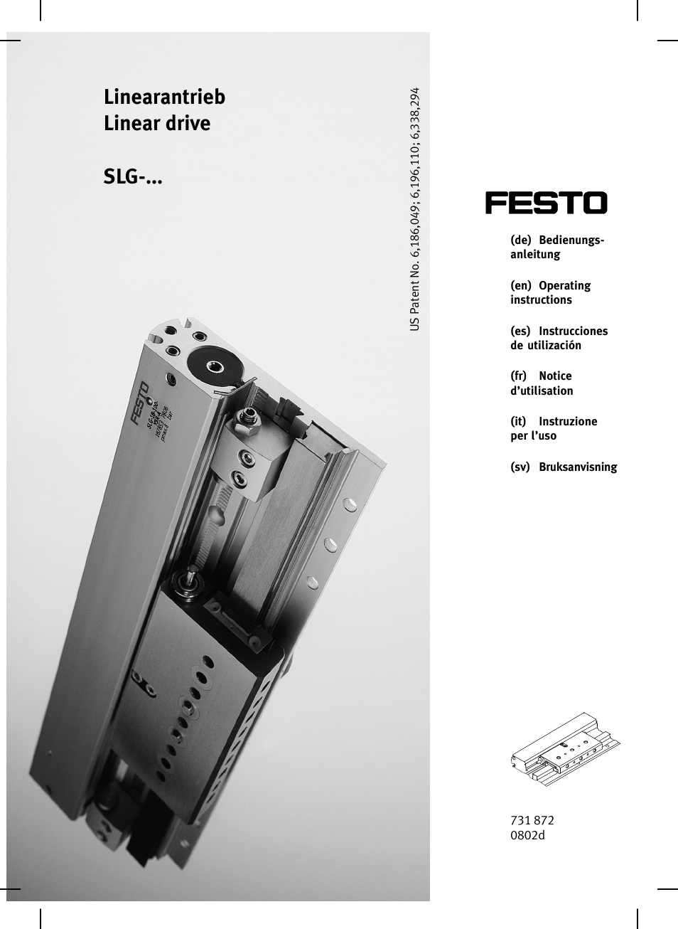 Festo Пневматические линейные приводы SLG User Manual | 100 pages