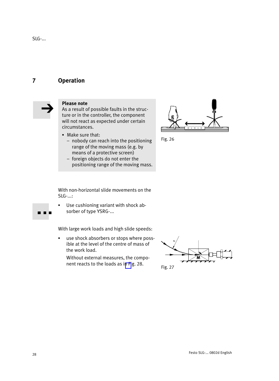 7 operation, 7operation | Festo Пневматические линейные приводы SLG User Manual | Page 28 / 100