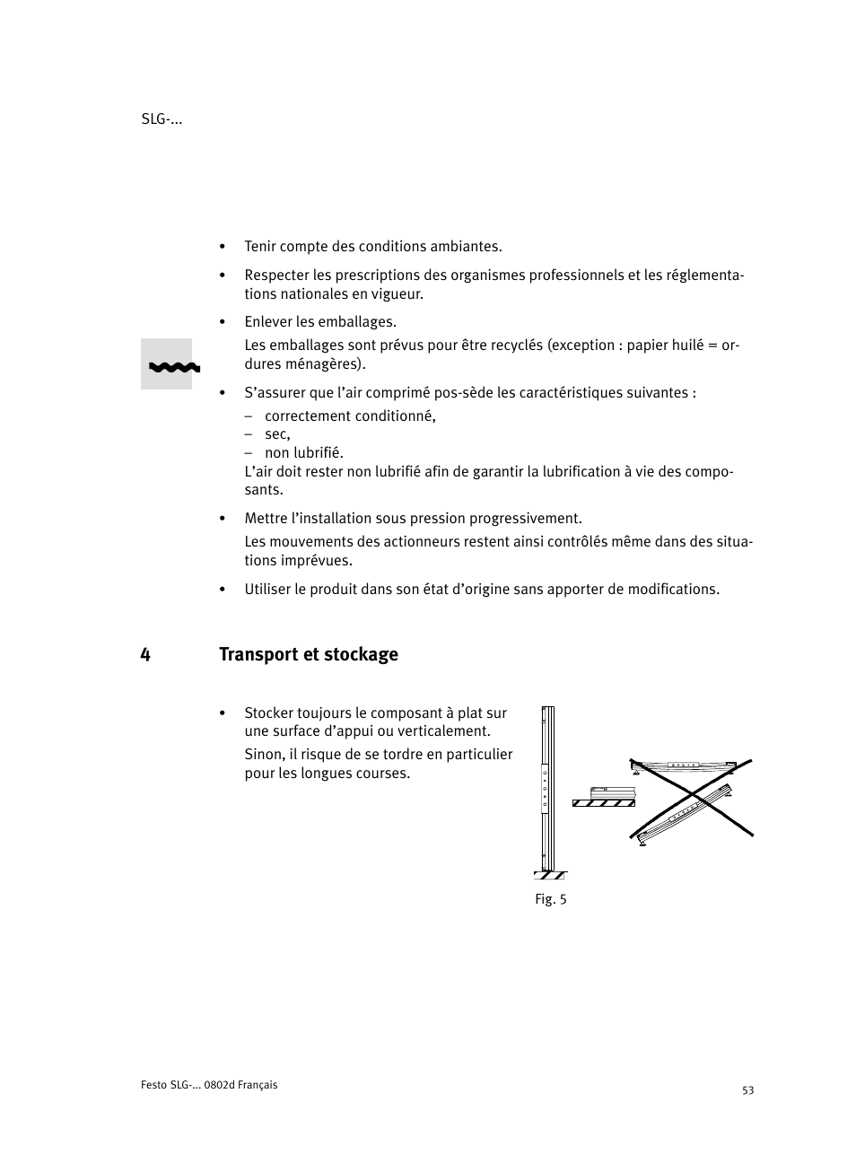 4 transport et stockage, 4transport et stockage | Festo Пневматические линейные приводы SLG User Manual | Page 53 / 100