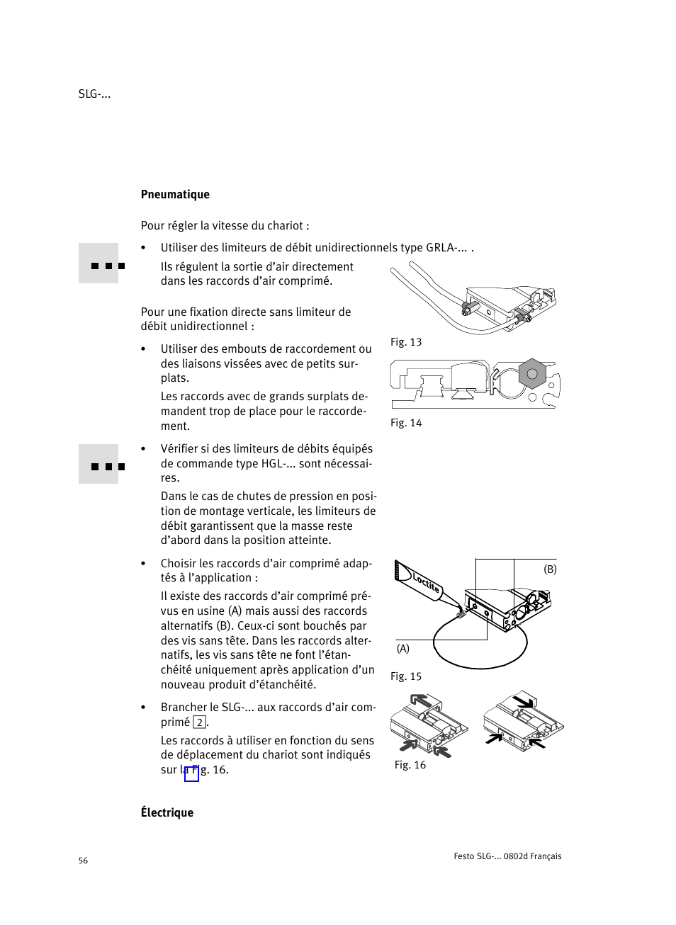 Pneumatique, Électrique | Festo Пневматические линейные приводы SLG User Manual | Page 56 / 100