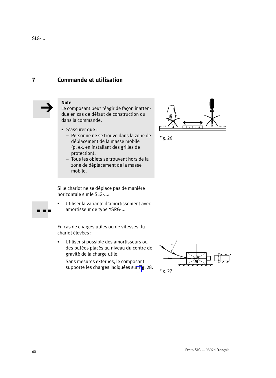 7 commande et utilisation, 7commande et utilisation | Festo Пневматические линейные приводы SLG User Manual | Page 60 / 100