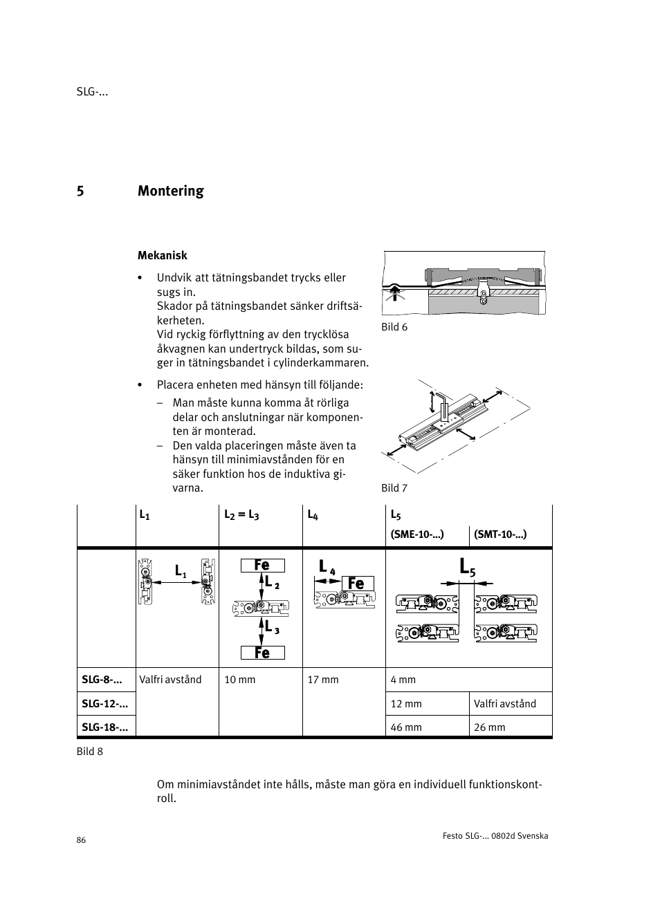 5 montering, Bild 6 mekanisk, 5montering | Festo Пневматические линейные приводы SLG User Manual | Page 86 / 100