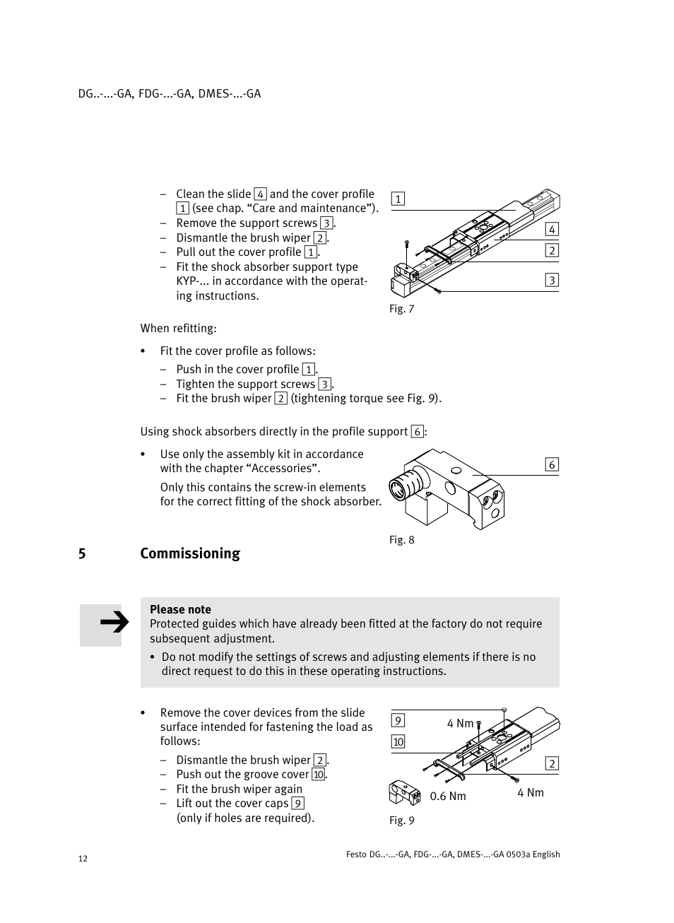 5 commissioning, 5commissioning | Festo Привод со шпинделем и трапециевидной резьбой DMES User Manual | Page 12 / 40