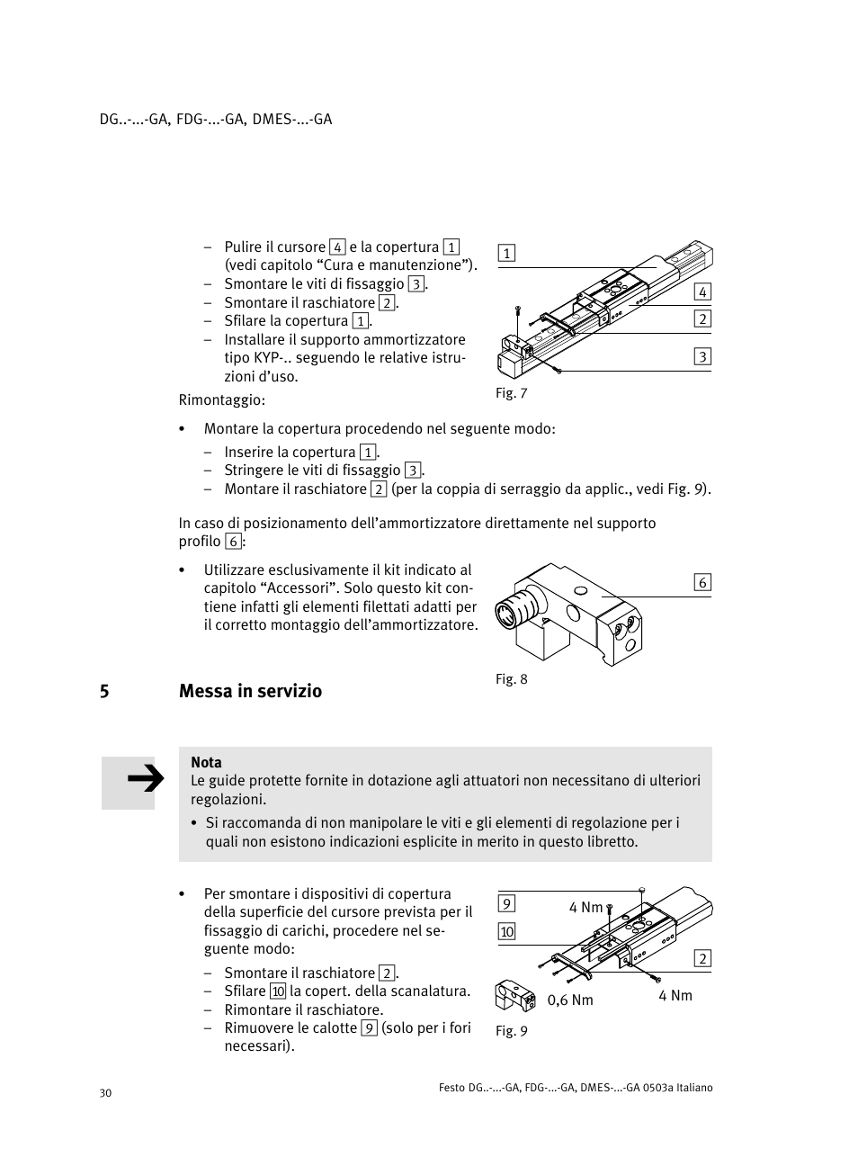 5 messa in servizio, 5messa in servizio | Festo Привод со шпинделем и трапециевидной резьбой DMES User Manual | Page 30 / 40