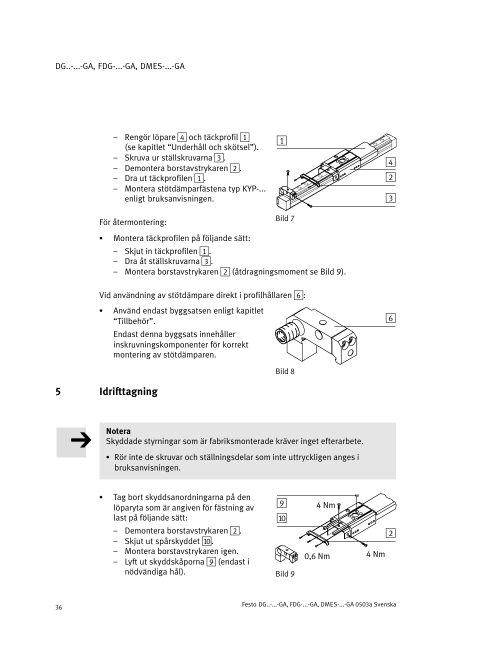 5 idrifttagning, 5idrifttagning | Festo Привод со шпинделем и трапециевидной резьбой DMES User Manual | Page 36 / 40