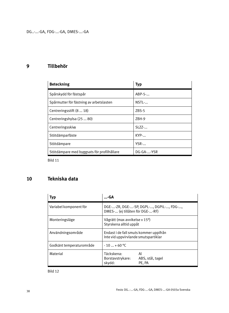 9 tillbehör, 10 tekniska data, 9tillbehör | Festo Привод со шпинделем и трапециевидной резьбой DMES User Manual | Page 38 / 40