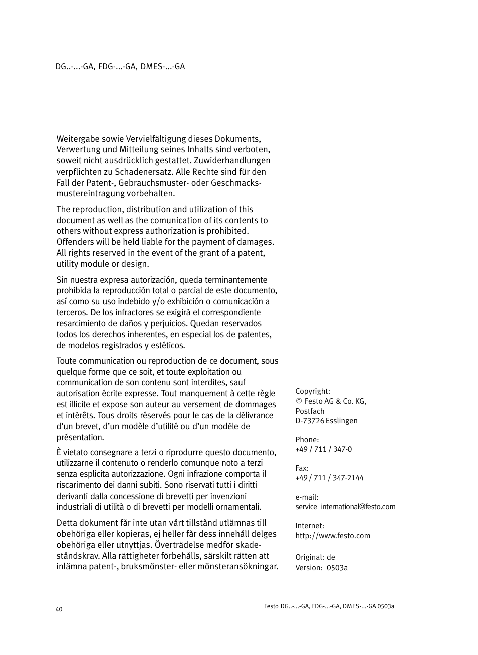 Festo Привод со шпинделем и трапециевидной резьбой DMES User Manual | Page 40 / 40