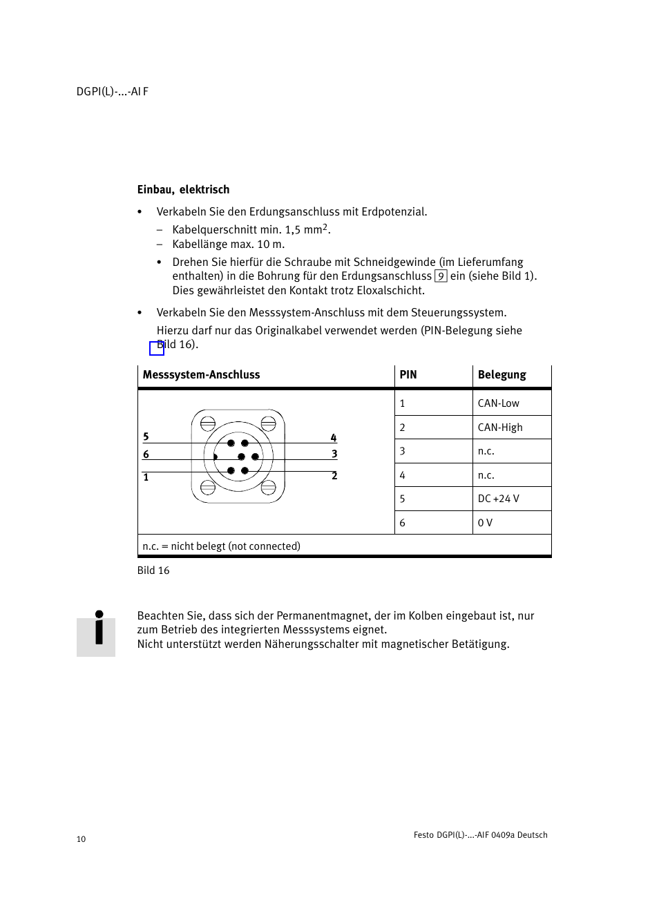 Einbau, elektrisch | Festo Линейный привод с датчиком перемещения DGPIL User Manual | Page 10 / 112