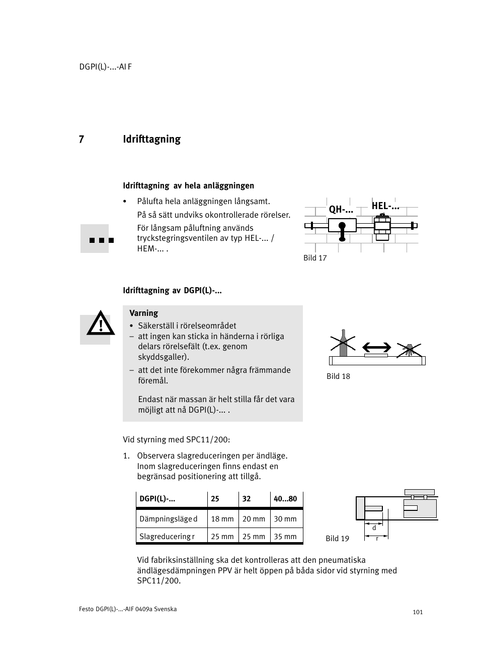 7 idrifttagning, Idrifttagning av hela anläggningen, Bild 18 idrifttagning av dgpi(l) | 7idrifttagning | Festo Линейный привод с датчиком перемещения DGPIL User Manual | Page 101 / 112