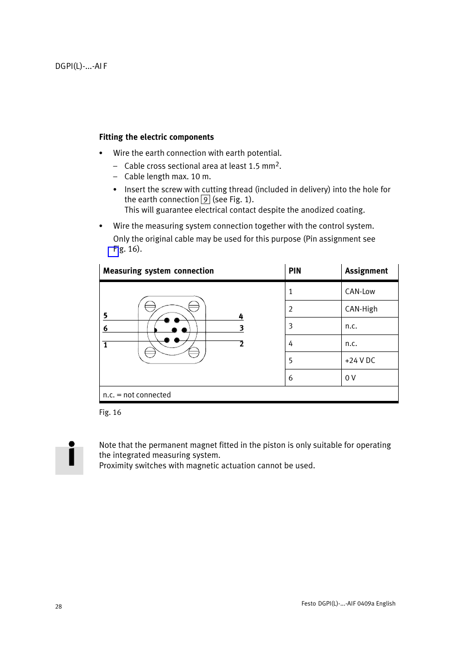 Fitting the electric components | Festo Линейный привод с датчиком перемещения DGPIL User Manual | Page 28 / 112