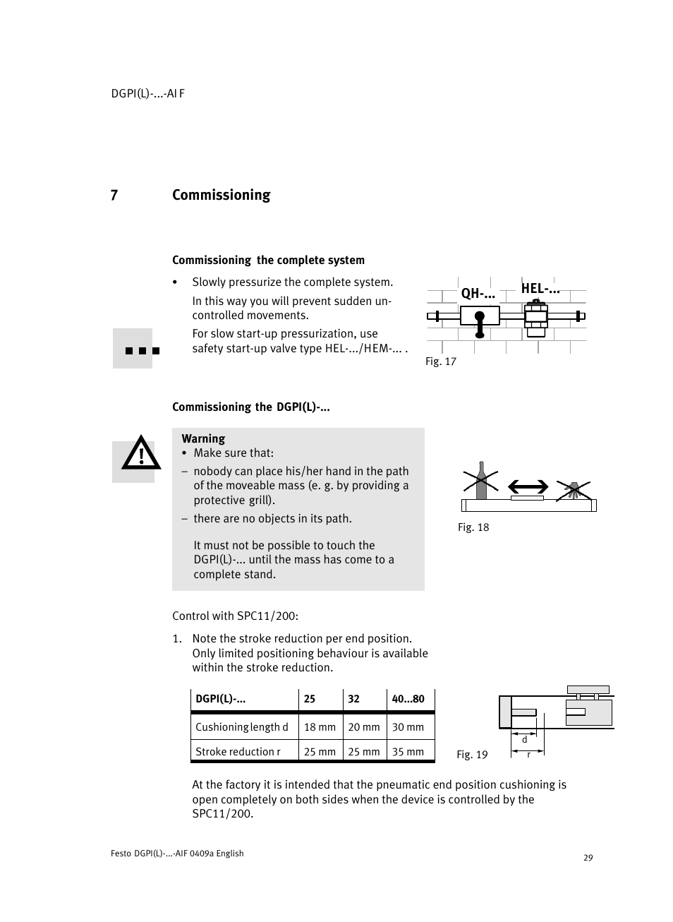 7 commissioning, Commissioning the complete system, Fig. 18 commissioning the dgpi(l) | 7commissioning | Festo Линейный привод с датчиком перемещения DGPIL User Manual | Page 29 / 112