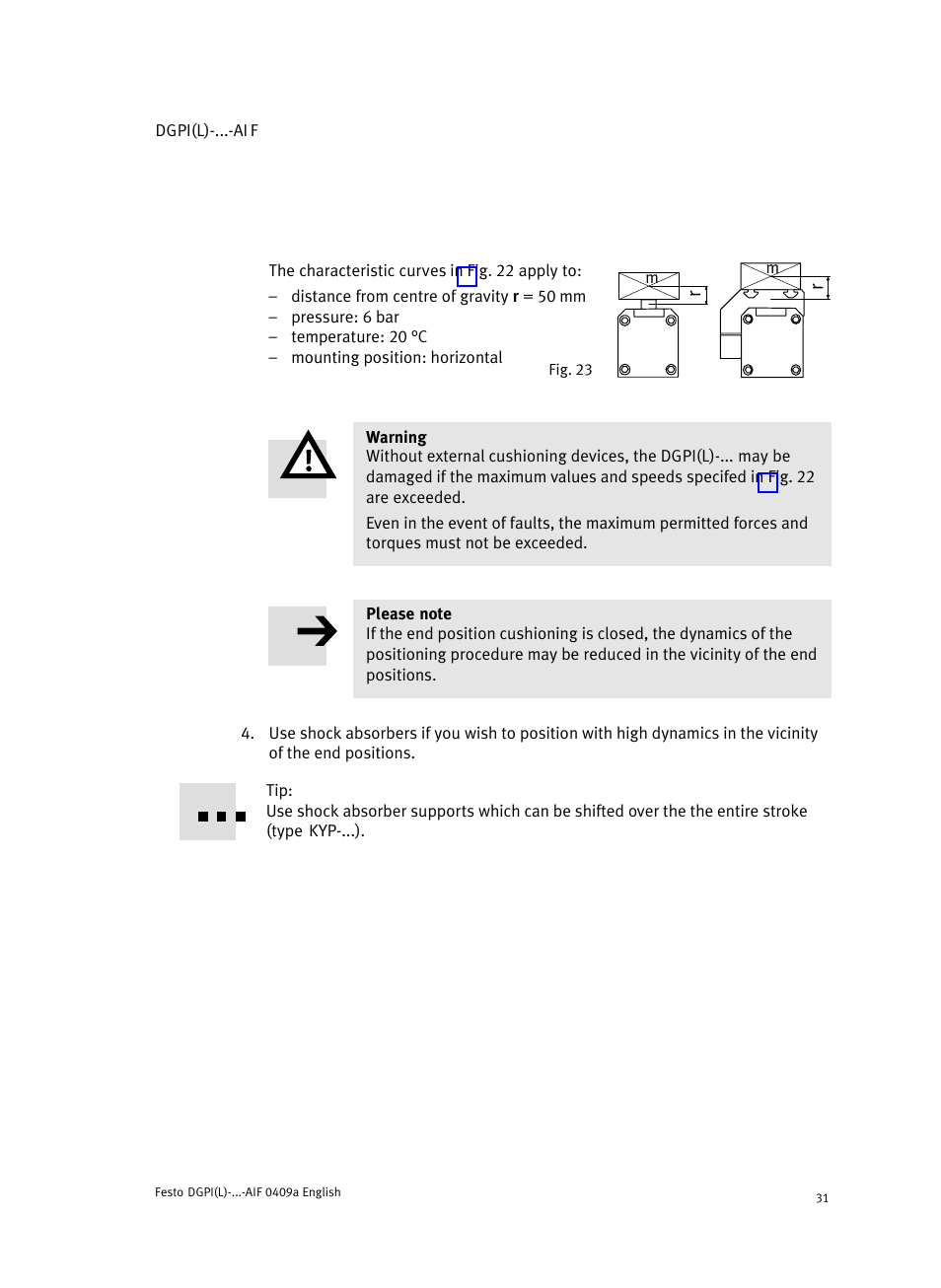 Festo Линейный привод с датчиком перемещения DGPIL User Manual | Page 31 / 112