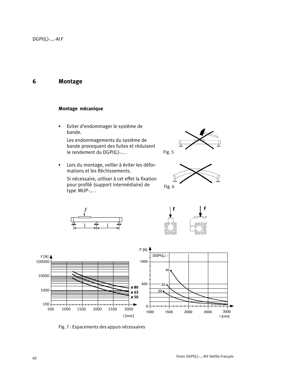 6 montage, Montage mécanique, 6montage | Festo Линейный привод с датчиком перемещения DGPIL User Manual | Page 60 / 112
