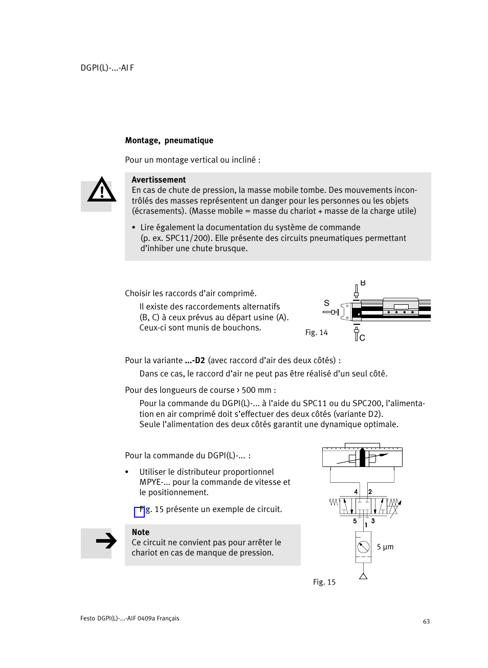 Montage, pneumatique | Festo Линейный привод с датчиком перемещения DGPIL User Manual | Page 63 / 112