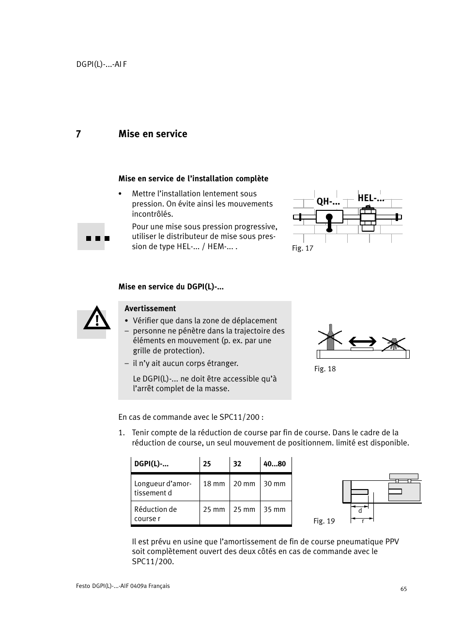 7 mise en service, Mise en service de l'installation complète, Fig. 18 mise en service du dgpi(l) | 7mise en service | Festo Линейный привод с датчиком перемещения DGPIL User Manual | Page 65 / 112