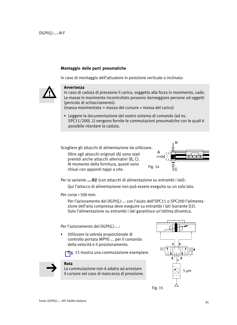 Montaggio delle parti pneumatiche | Festo Линейный привод с датчиком перемещения DGPIL User Manual | Page 81 / 112
