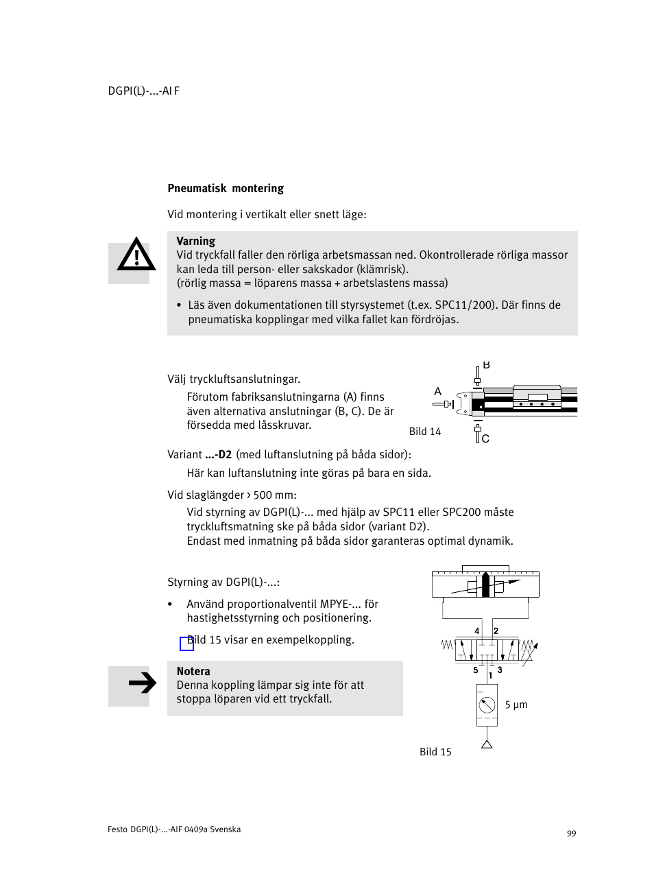 Pneumatisk montering | Festo Линейный привод с датчиком перемещения DGPIL User Manual | Page 99 / 112