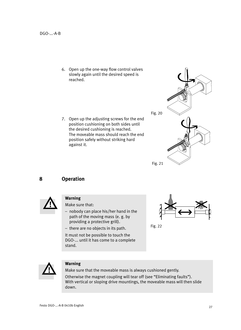 8 operation, 8operation | Festo Линейные приводы DGO, дюймовые User Manual | Page 27 / 88