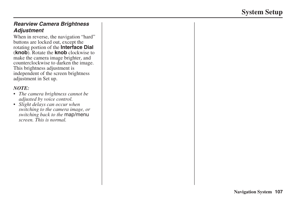 System setup | Acura 2009 RDX 00X31-STK-8200 User Manual | Page 108 / 164