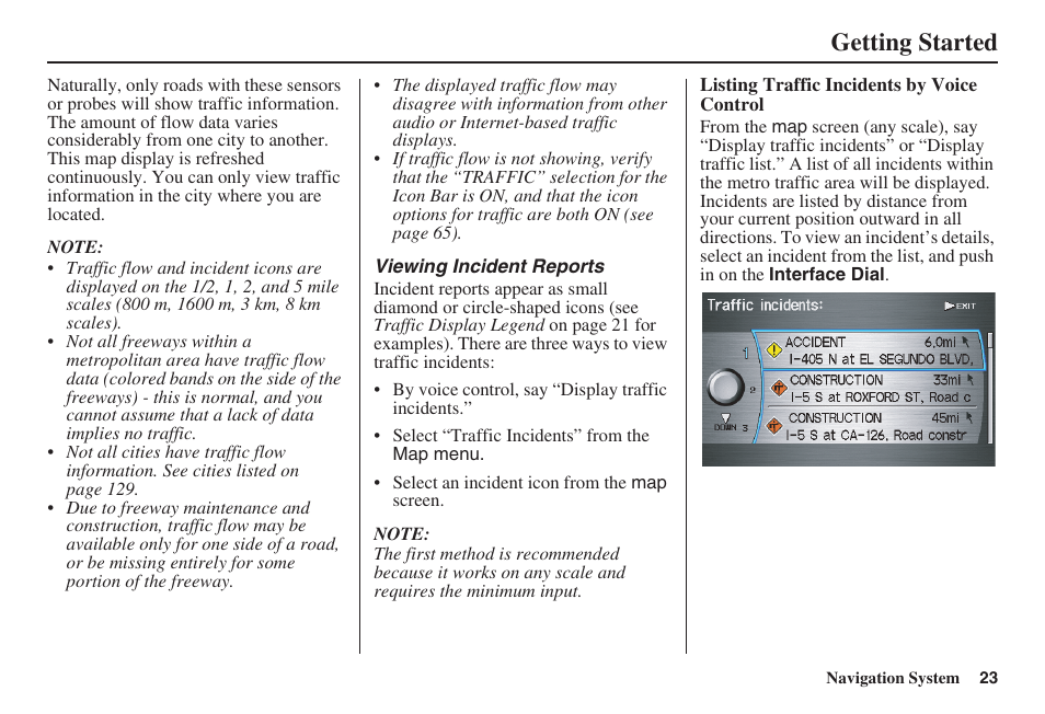 Getting started | Acura 2009 RDX 00X31-STK-8200 User Manual | Page 24 / 164