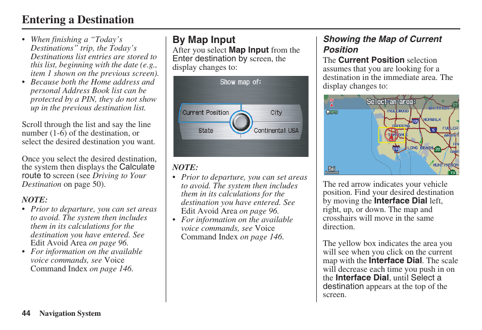 Entering a destination | Acura 2009 RDX 00X31-STK-8200 User Manual | Page 45 / 164