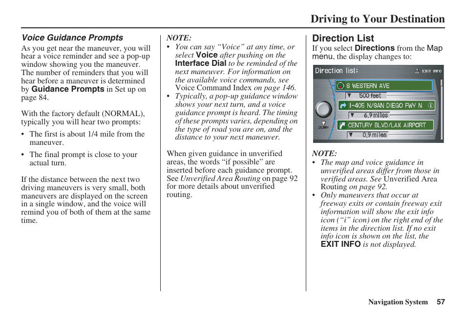 Driving to your destination | Acura 2009 RDX 00X31-STK-8200 User Manual | Page 58 / 164