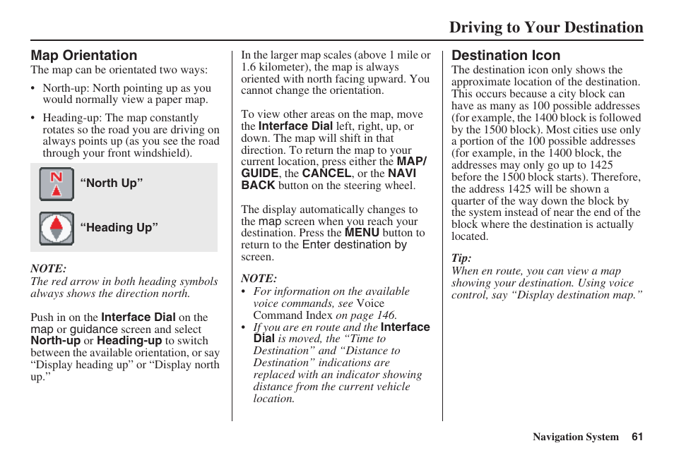 Driving to your destination | Acura 2009 RDX 00X31-STK-8200 User Manual | Page 62 / 164