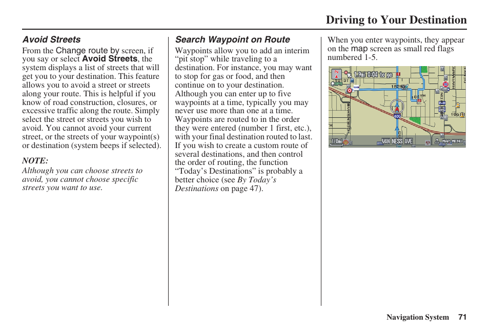 Driving to your destination | Acura 2009 RDX 00X31-STK-8200 User Manual | Page 72 / 164
