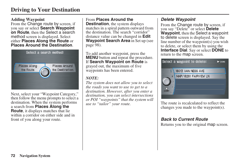Driving to your destination | Acura 2009 RDX 00X31-STK-8200 User Manual | Page 73 / 164