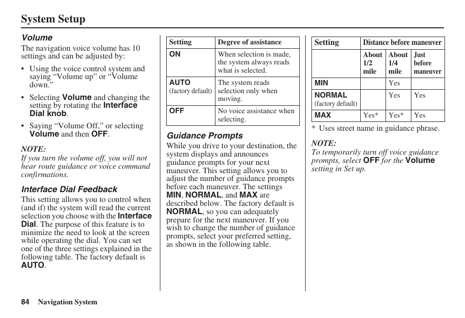 System setup | Acura 2009 RDX 00X31-STK-8200 User Manual | Page 85 / 164