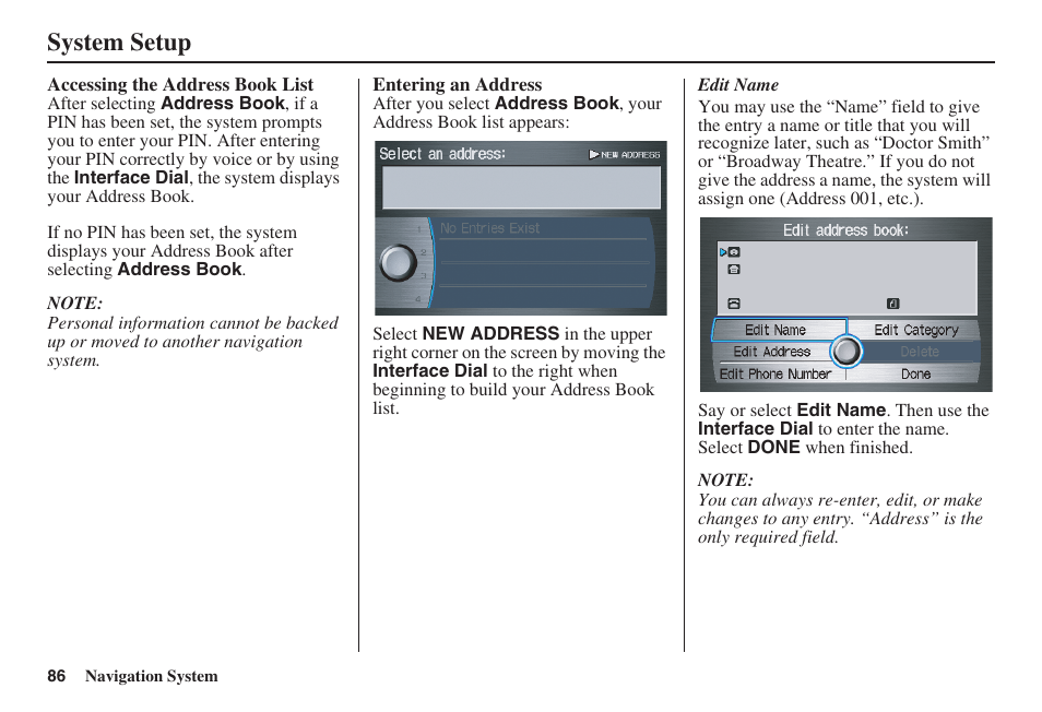 System setup | Acura 2009 RDX 00X31-STK-8200 User Manual | Page 87 / 164