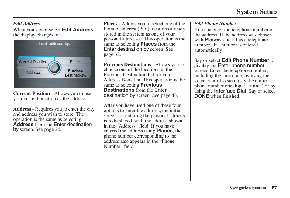 System setup | Acura 2009 RDX 00X31-STK-8200 User Manual | Page 88 / 164