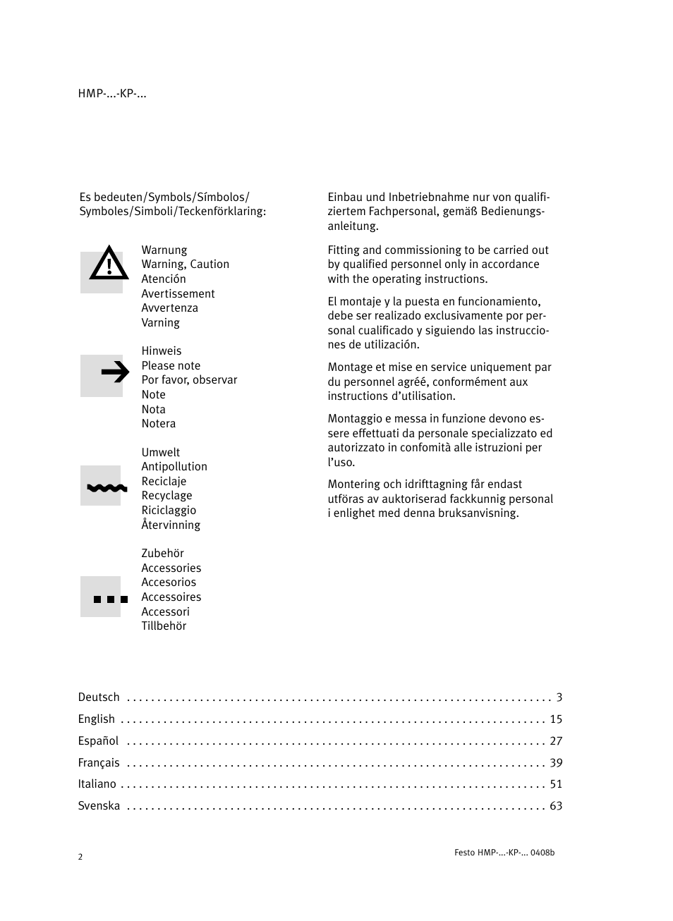 Festo Линейные модули HMP User Manual | Page 2 / 76