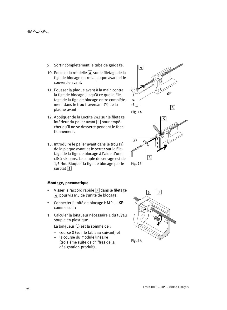Montage, pneumatique | Festo Линейные модули HMP User Manual | Page 44 / 76