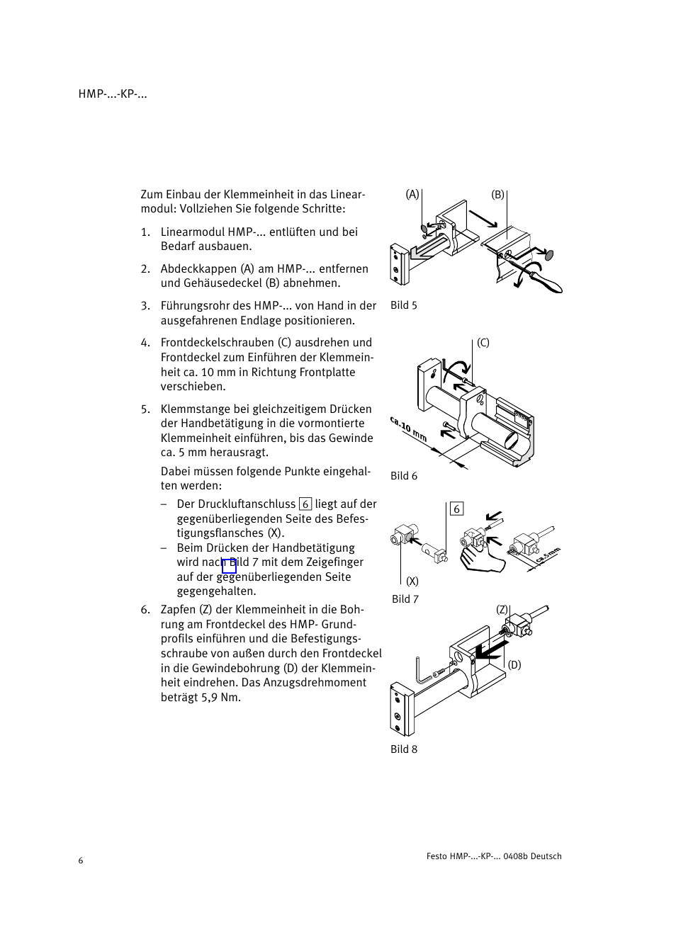 Festo Линейные модули HMP User Manual | Page 6 / 76