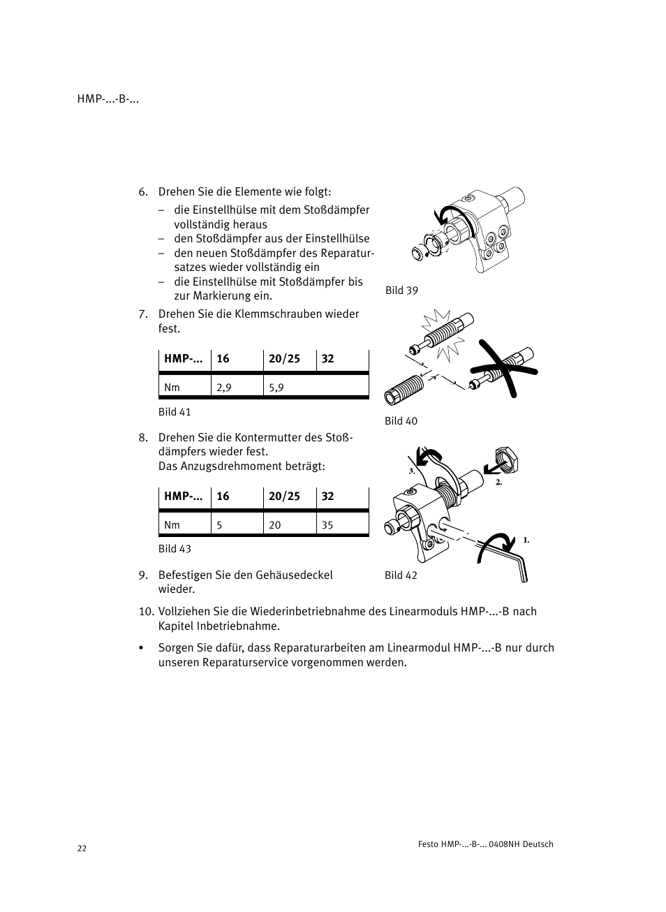 Festo Линейные модули HMP User Manual | Page 22 / 56