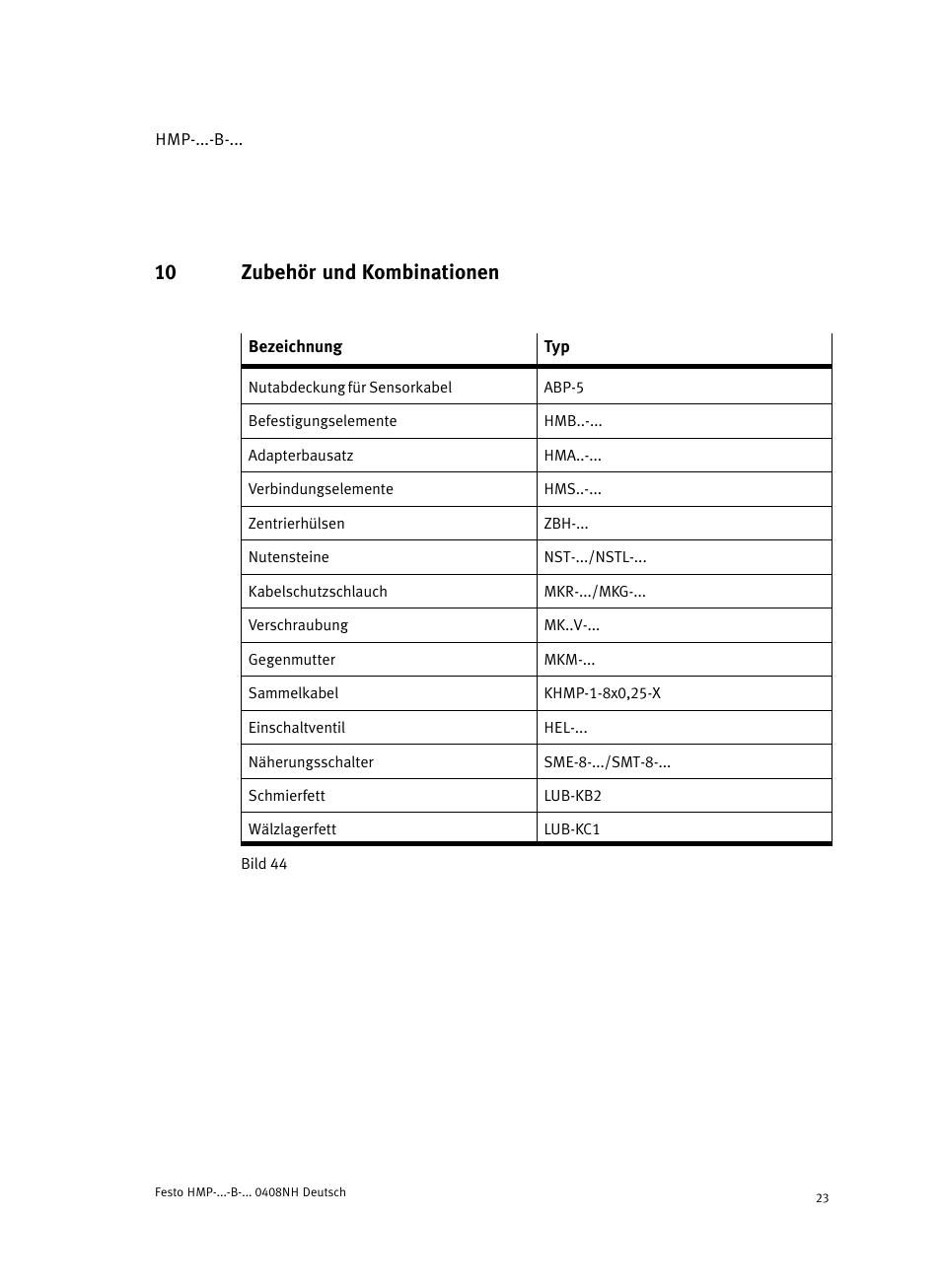10 zubehör und kombinationen | Festo Линейные модули HMP User Manual | Page 23 / 56