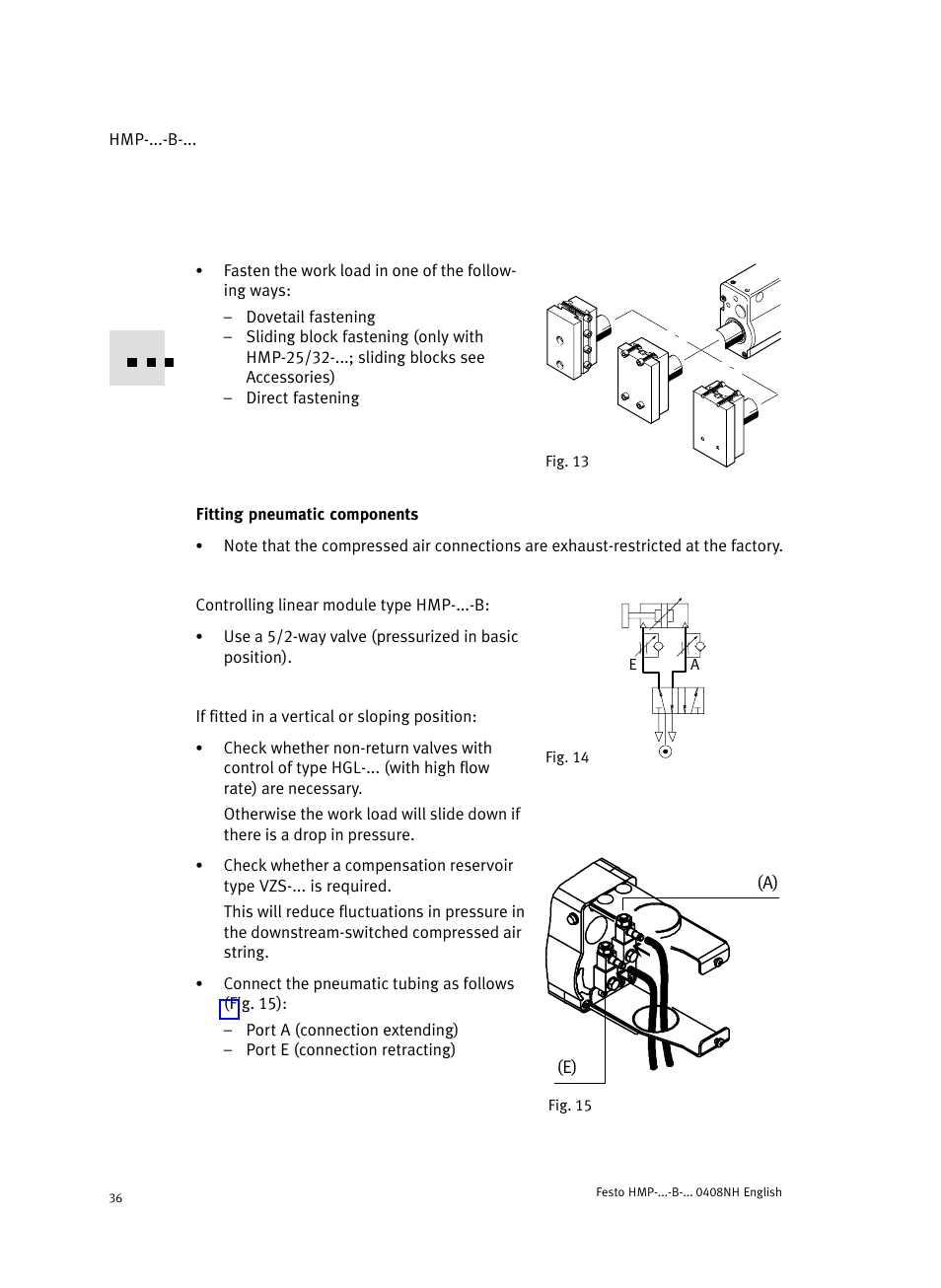 Fitting pneumatic components | Festo Линейные модули HMP User Manual | Page 36 / 56