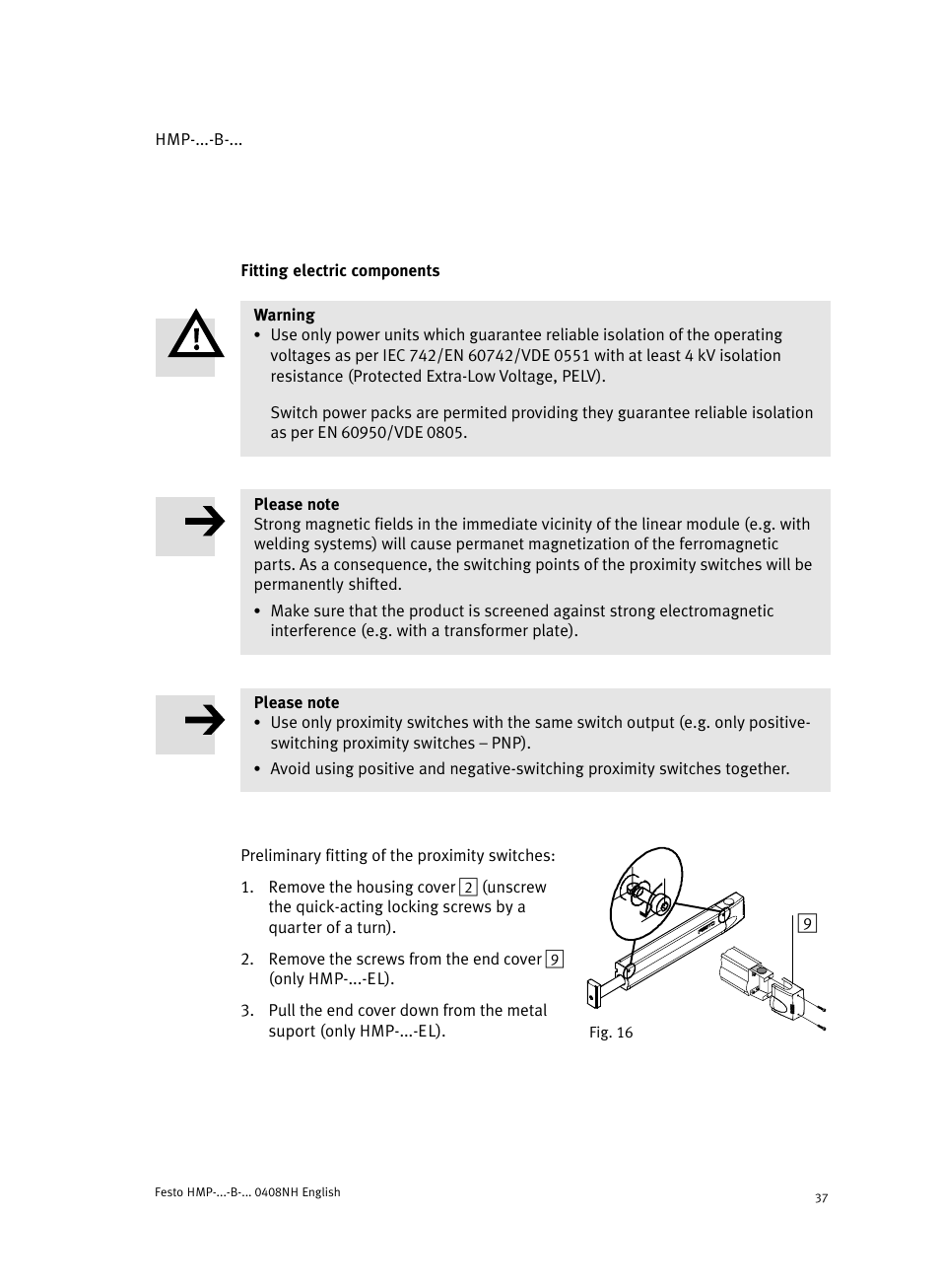 Fitting electric components | Festo Линейные модули HMP User Manual | Page 37 / 56